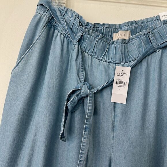 Loft Wide Leg HR Chambray Casual Pants L - Picture 2 of 6